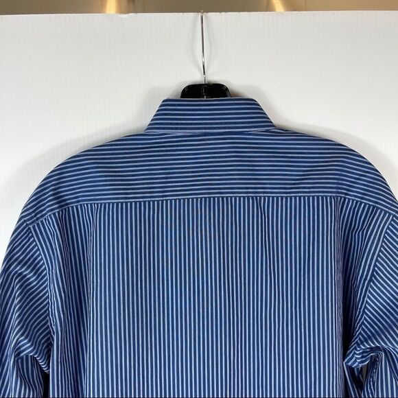 Nautica Men’s Size 16 34/35 Long Sleeve Button Up Blue Stripe Wrinkle Free Shirt - Picture 3 of 5